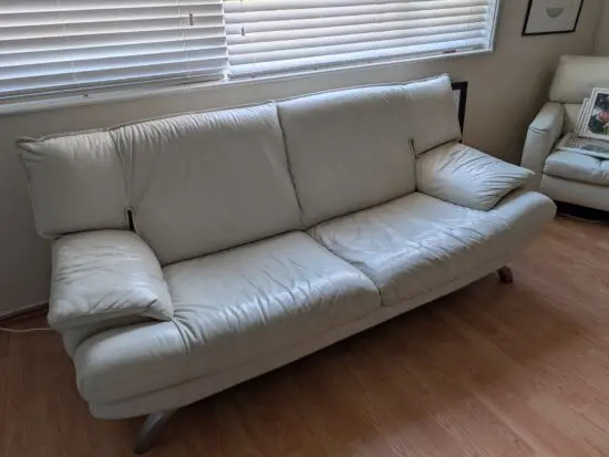 Modern Cream Leather Sofa