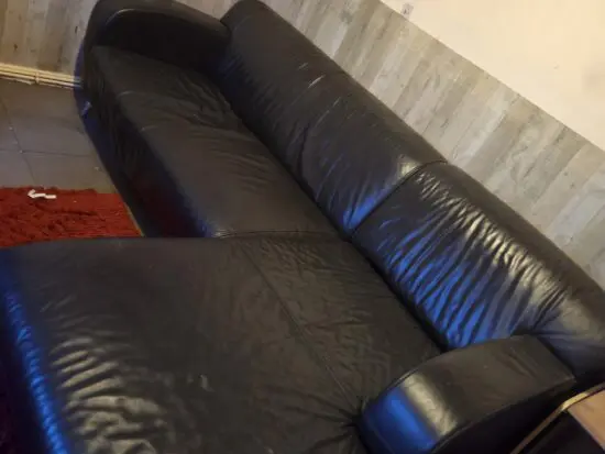 3 seater chaise sofa black leather