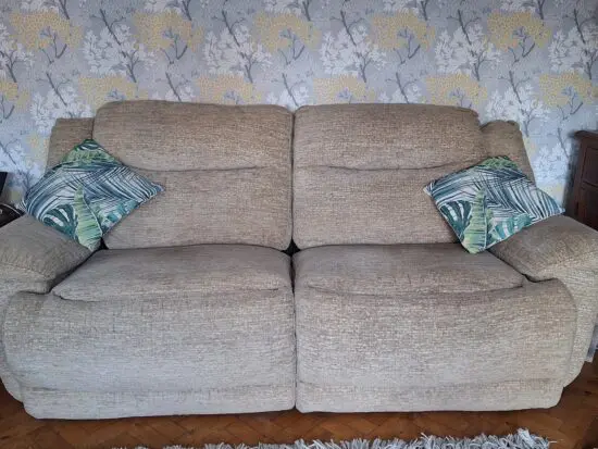 Oatmeal/beige 3 seater manual recliner