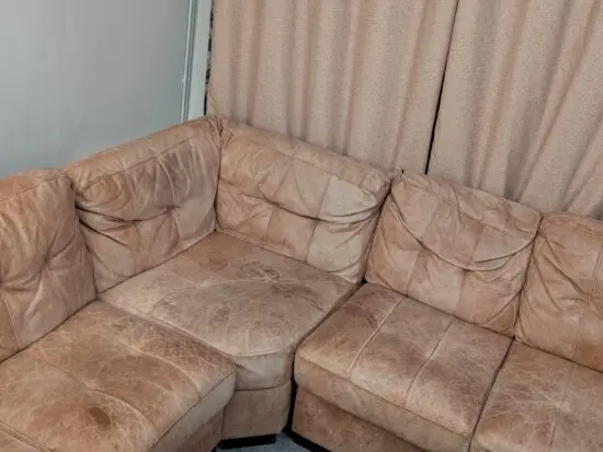 DFS Brown Leather Corner Sofa