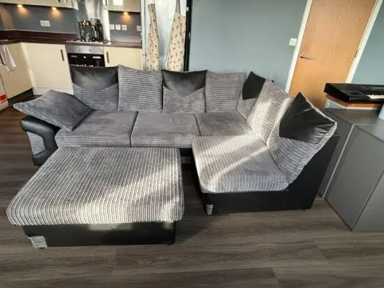 LARGE DINO CORNER SOFA JUMBO CORD GREY RIGHT(Grey right)