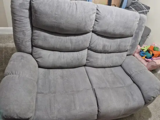 2 seater grey recliner sofa