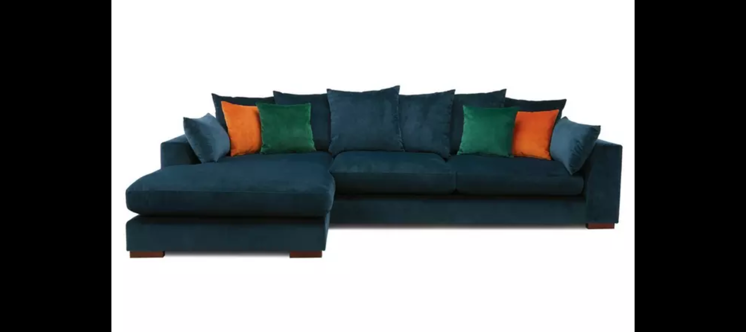 Blue velvet plush corner sofa