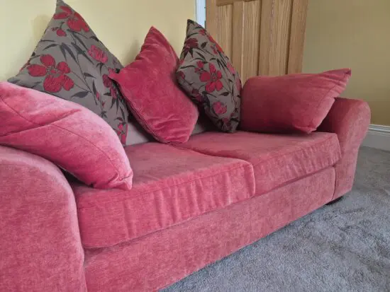 2 Red Sofas, 4 seater and 2 seater
