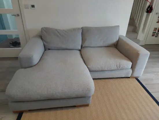 Next large 2 seater light blue L shaped Sofa