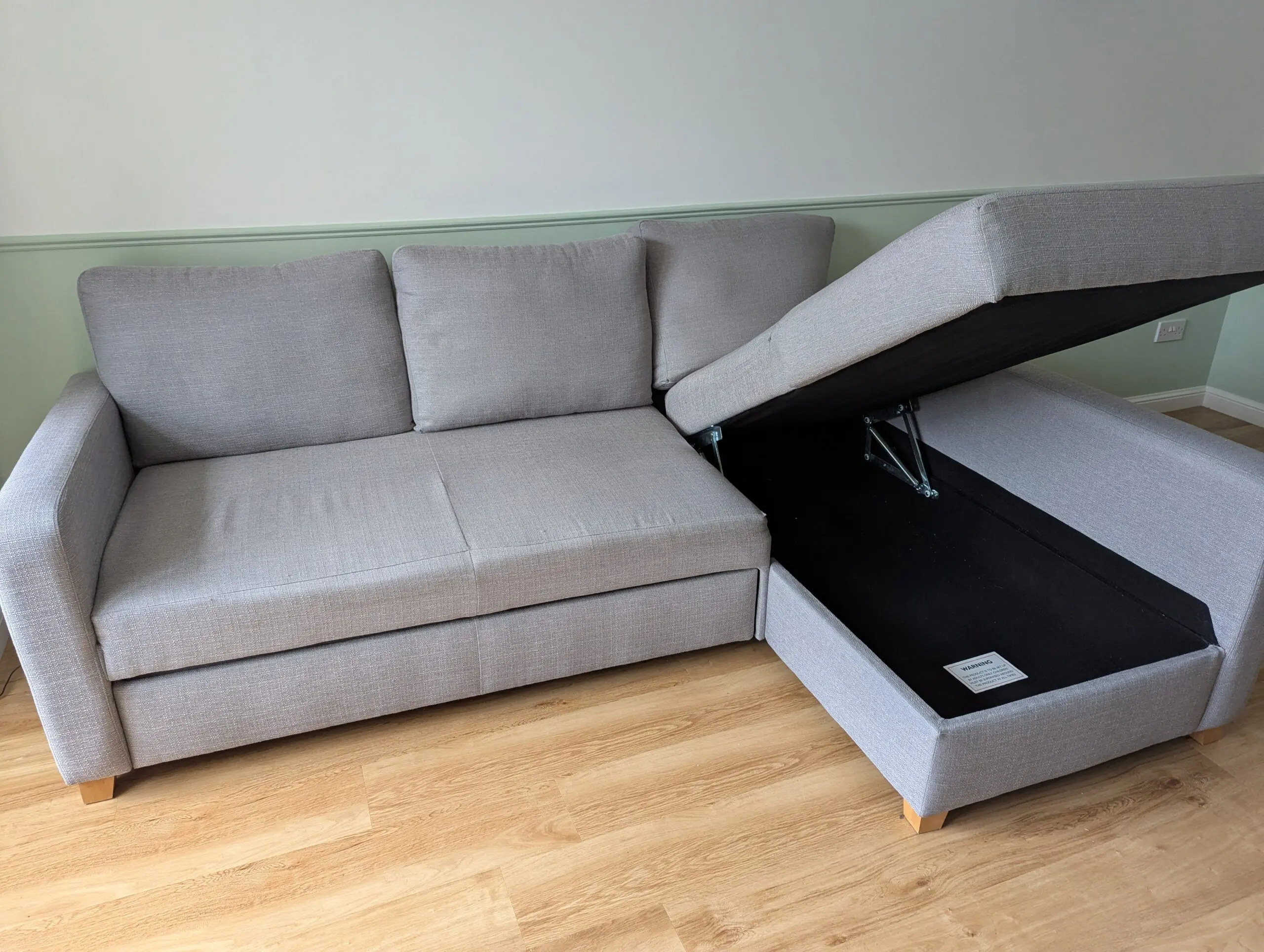 M&S grey corner sofa bed with built-in storage