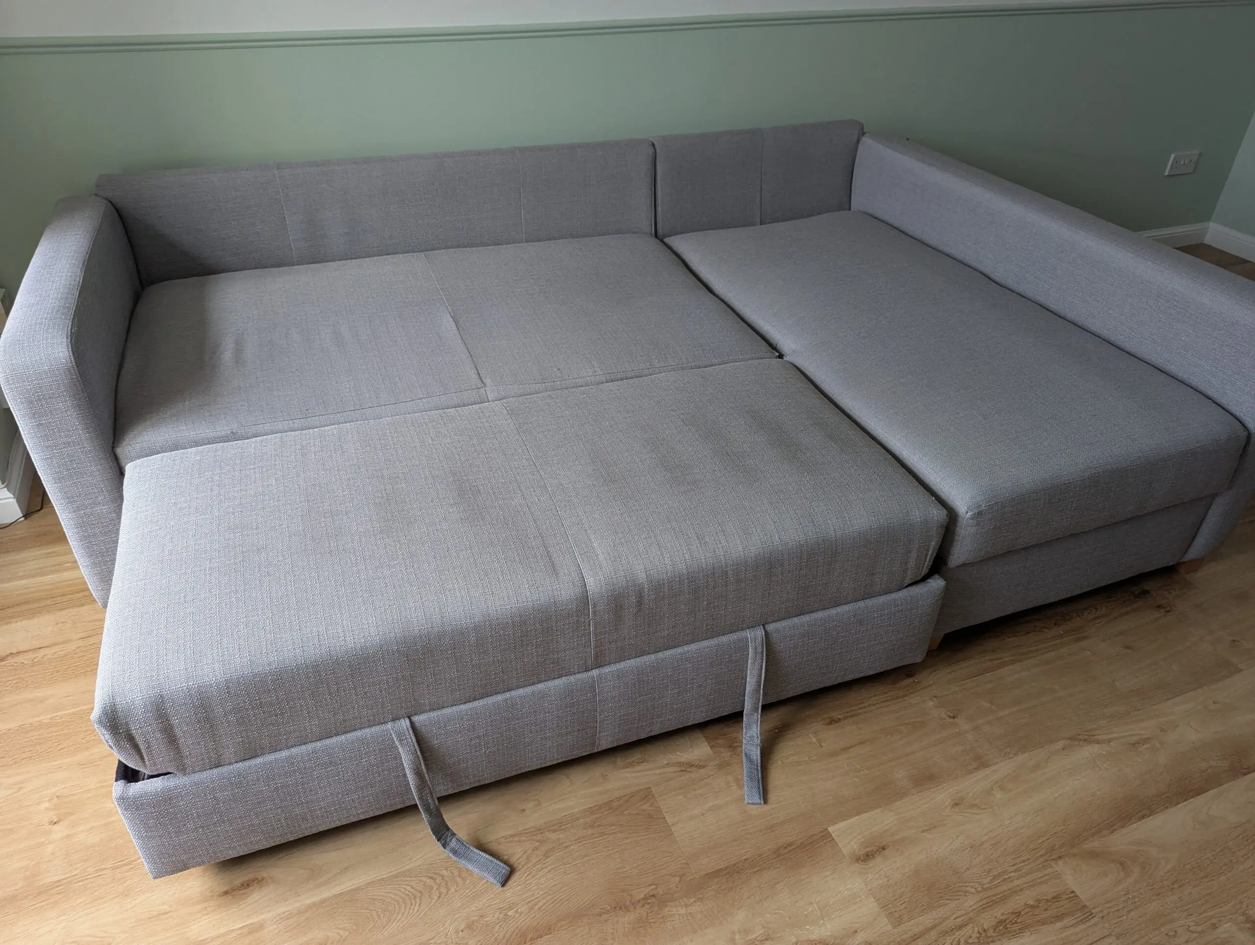 M&S grey corner sofa bed with built-in storage
