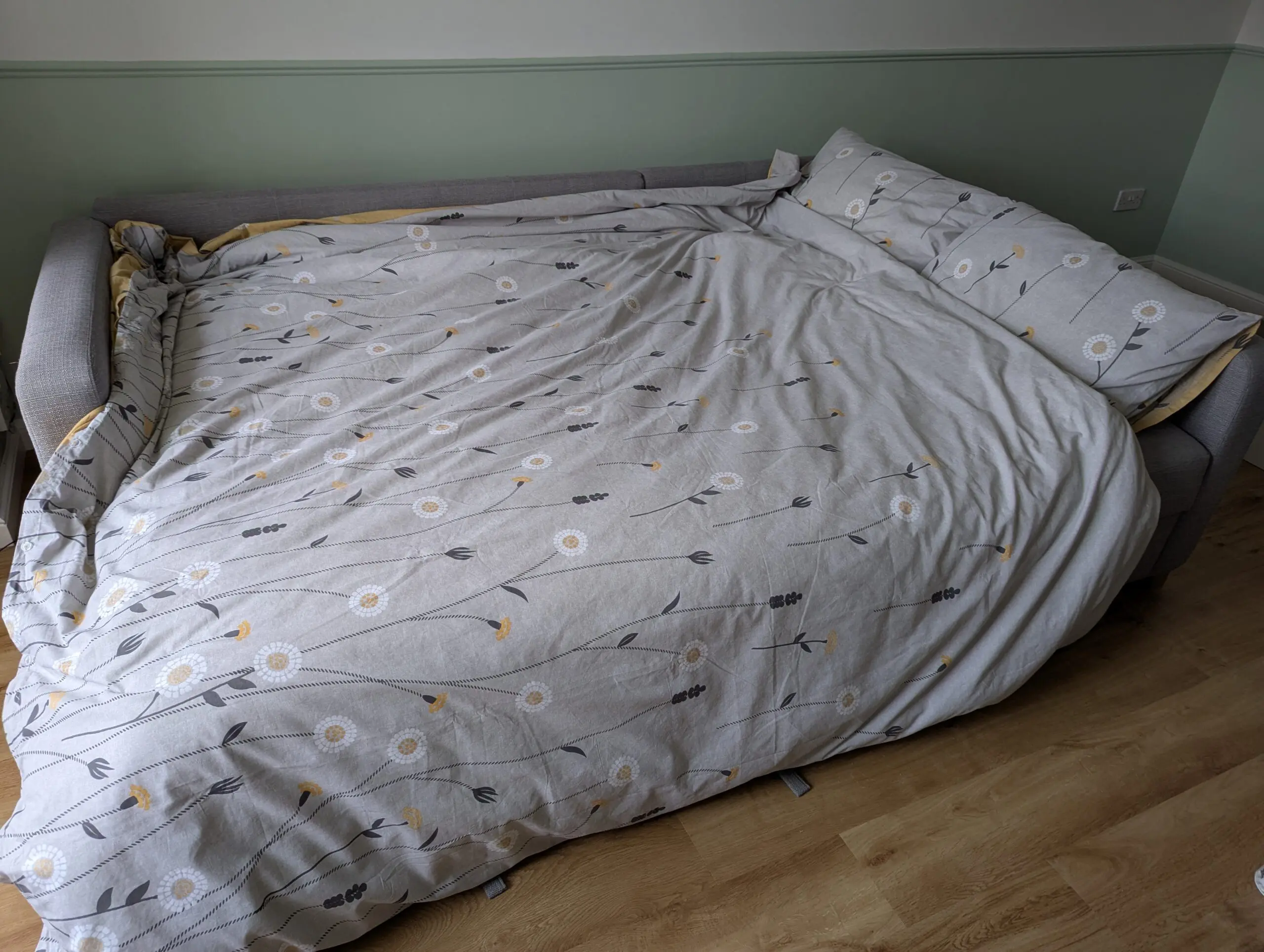 M&S grey corner sofa bed with built-in storage