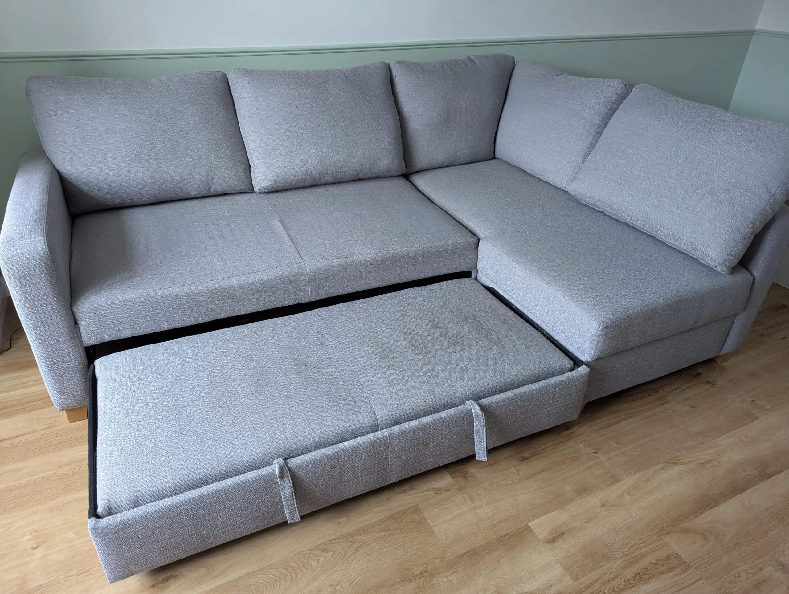 M&S grey corner sofa bed with built-in storage