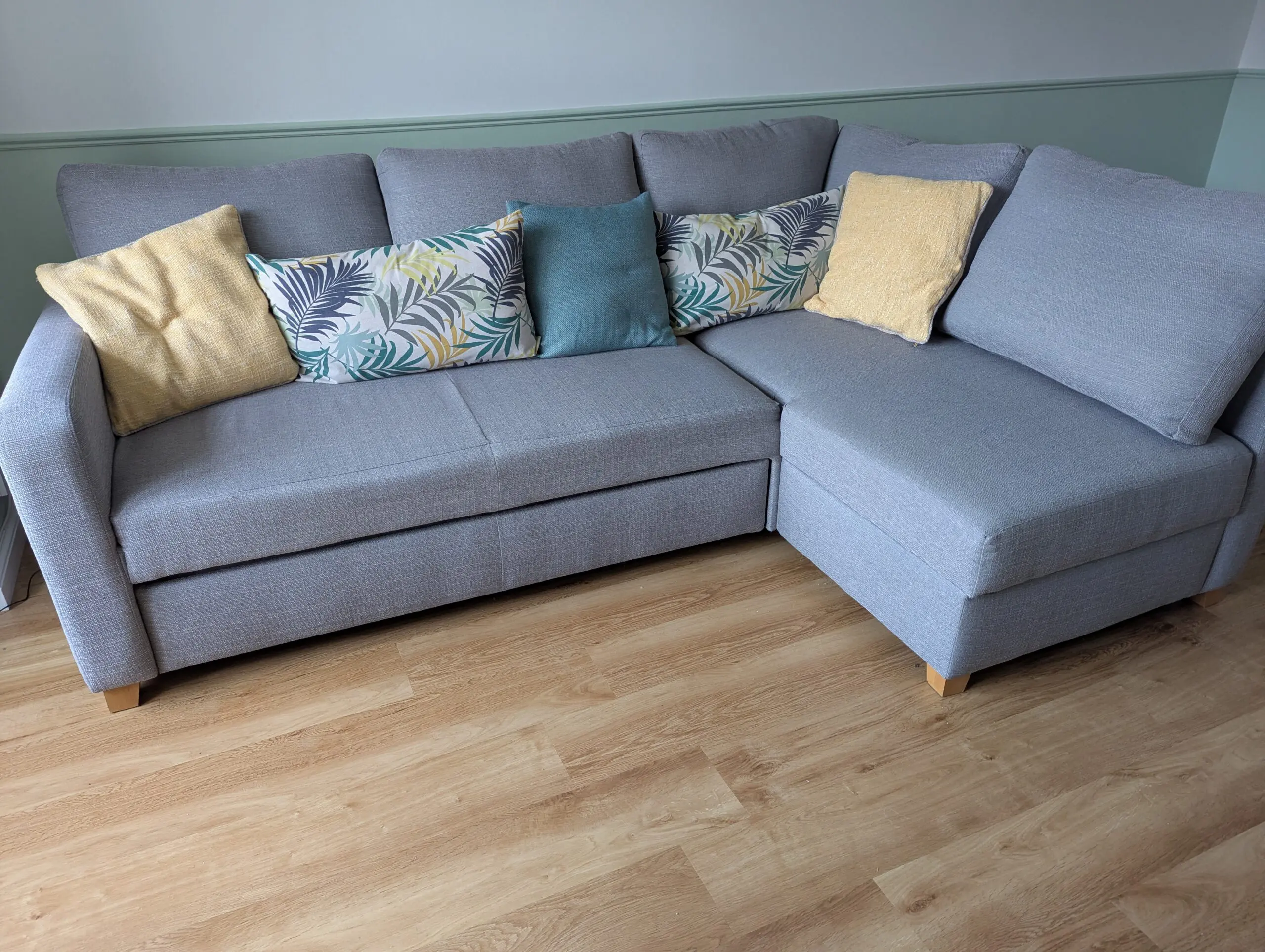 M&S grey corner sofa bed with built-in storage