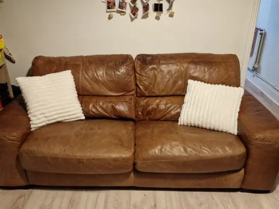 Brown leather sofa set