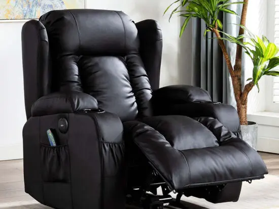 Luxury Electric Recliner Armchair with Heat & Massage – Black Leather