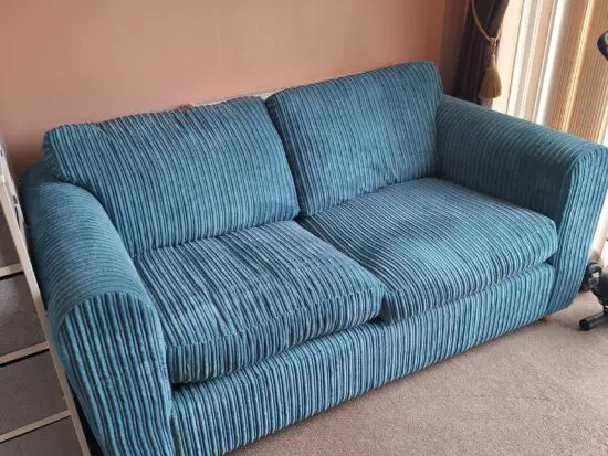 Dfs 2 seater teal cord sofa bed