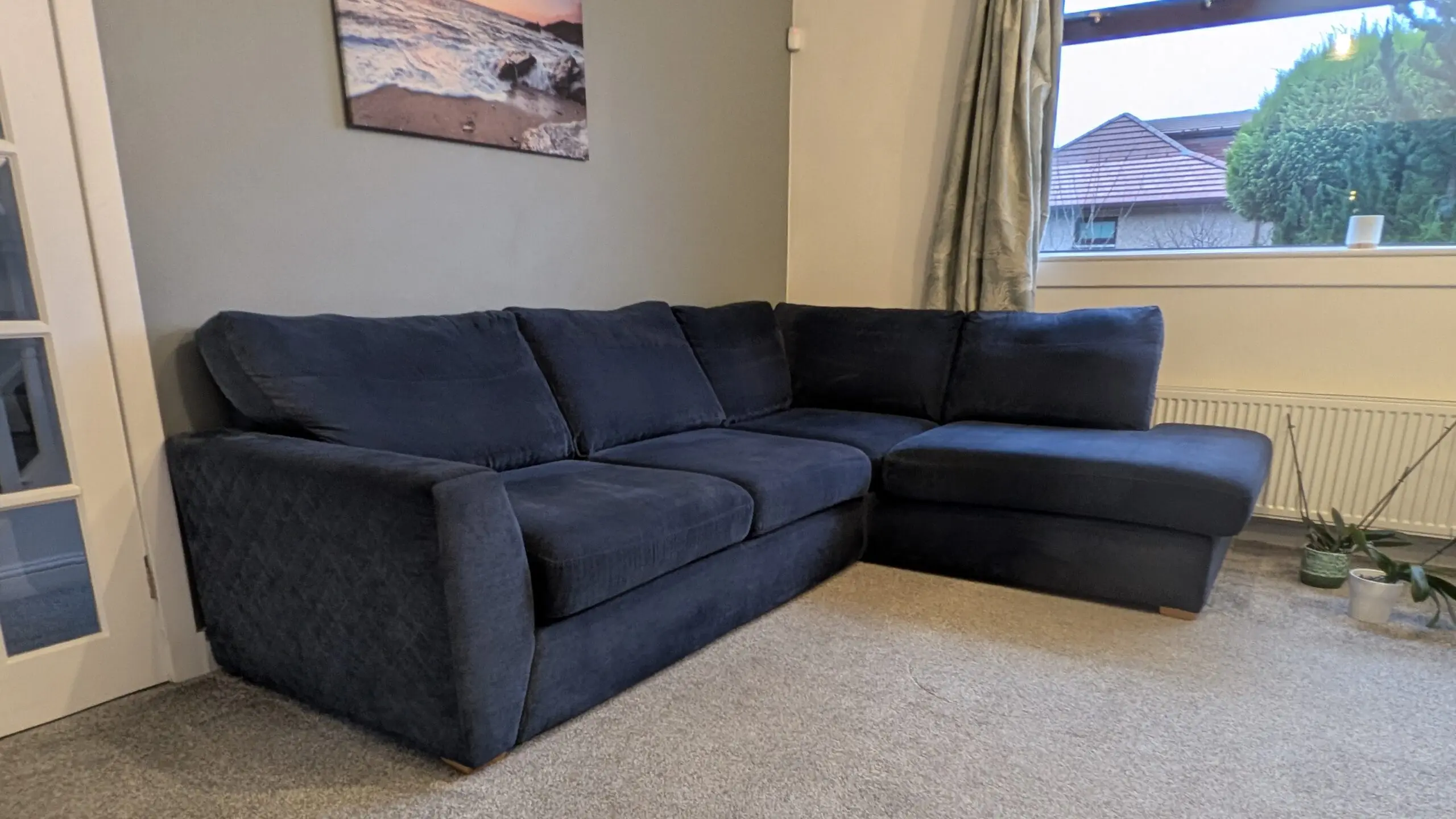 DFS Navy Blue Corner Sofa