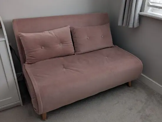 Made Smooth velvet pink Haru Regular 2 seater sofa bed