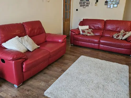 2 X Harveys Apsley red leather recliners