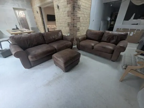 John Lewis Brown Leather Madison Sofas