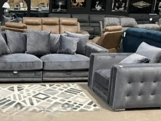 Grey 4 seater sofa and large chair
