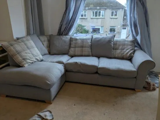 DFS grey owen scatter back corner sofa