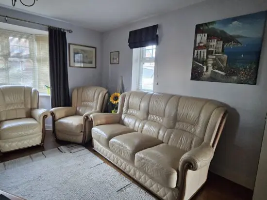 'GEMALINEA' WING-BACK THREE PIECE SUITE GENUINE ITALIAN LEATHER