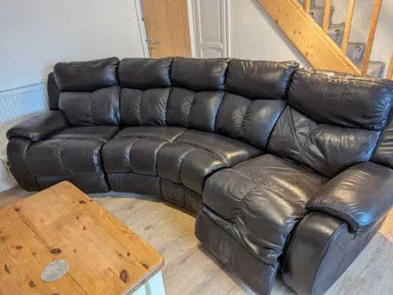 Black leather sofa