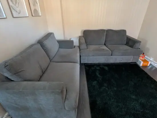 Great condition. Easy pull out sofa bed and large two seater sofa in grey