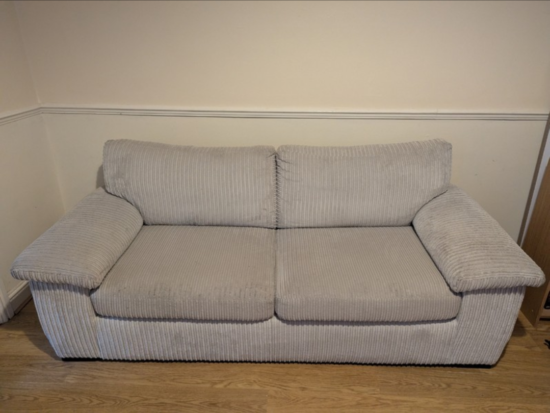 Amalfi Jumbo Cord Grey 3 Seater Sofa