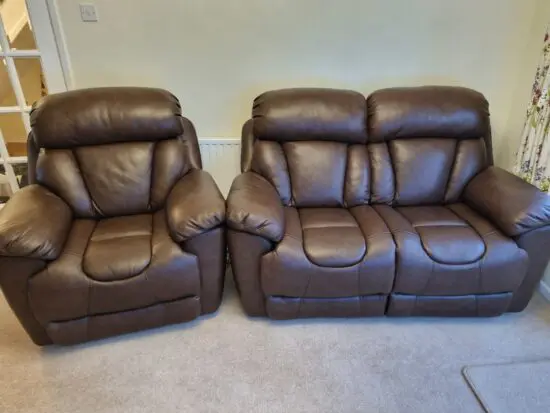 DFS leather recliner sofa and armchair