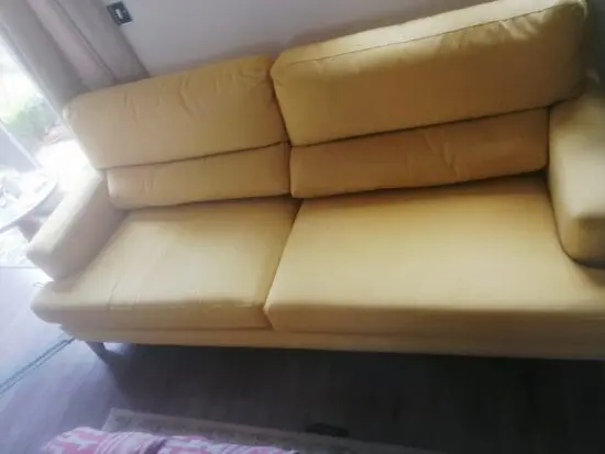 Sofa Suede Three- Seater Yellow From Furniture Village Smoke and Pet-Free Home.