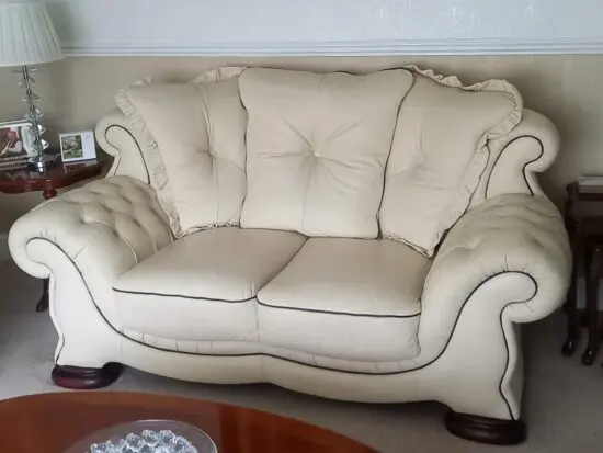 Italian Leather Three Piece Suite with footstool