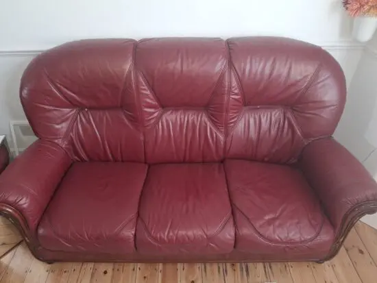 Burgundy 3 Seater leather Sofa