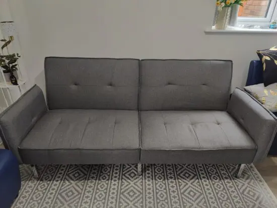 Yaheetech Convertible Sofa with 2 Pillows - Dark Grey