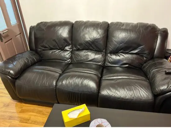 Black Leather Sofa Set – 2x 3-Seater + 1x 2-Seater