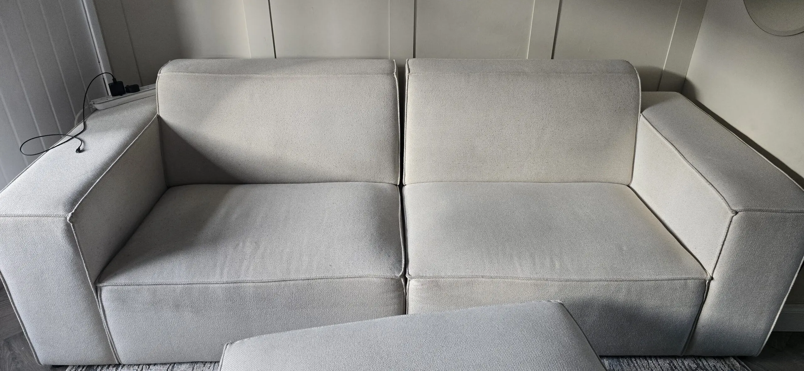 Sofa Club 3 seater and footstool in Almost Oyster
