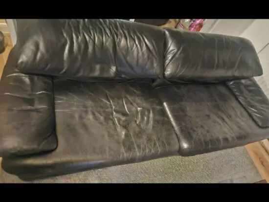Black leather sofa