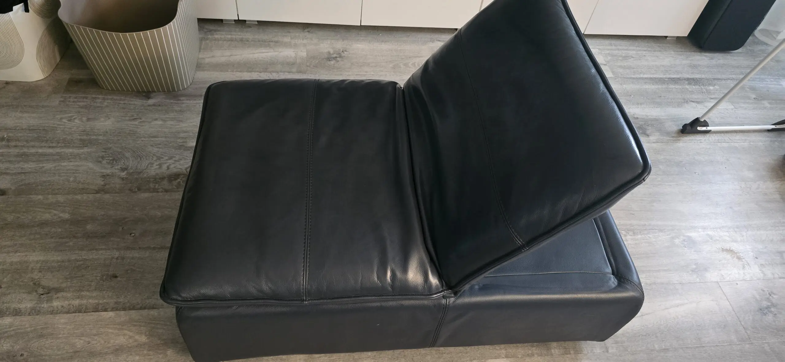 Furniture village Infinity sofa bed with chair stool, ocean blue leather