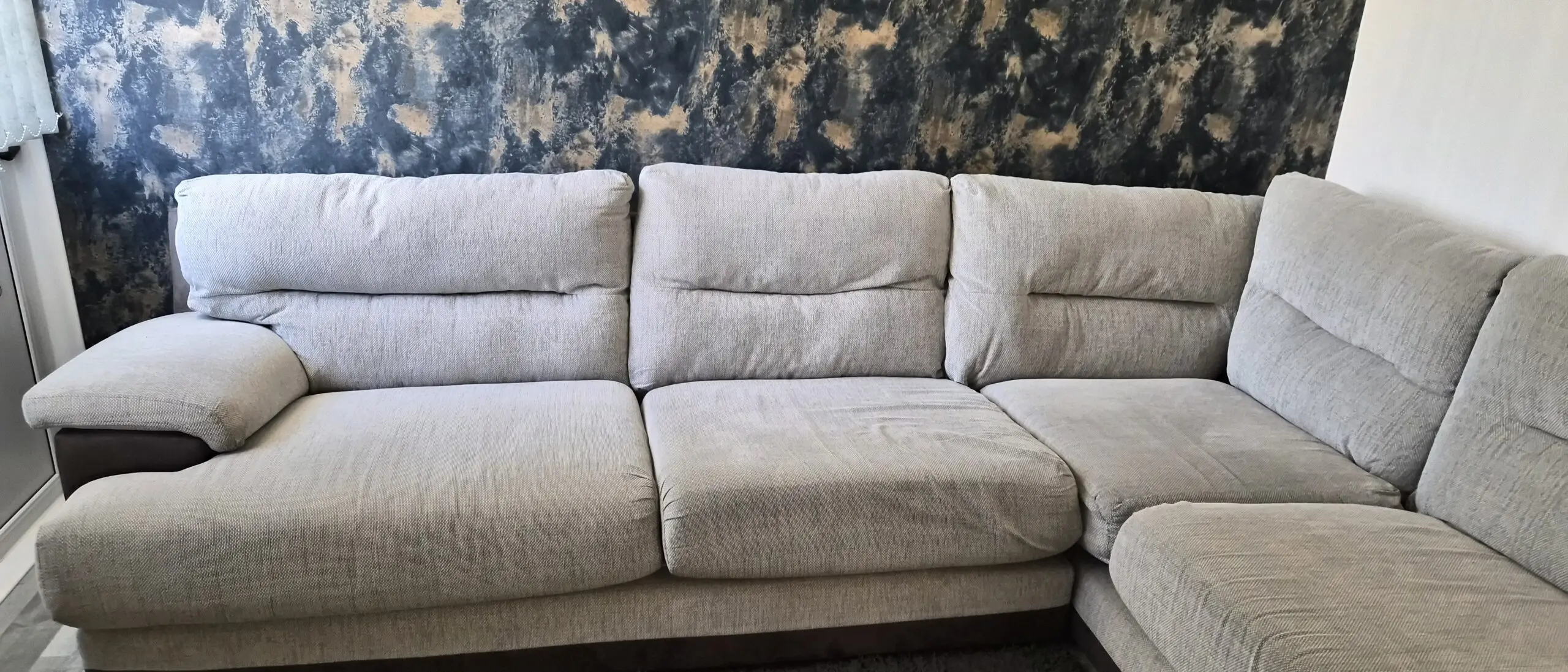 SCS Grey Fabric Corner Sofa with Footstool