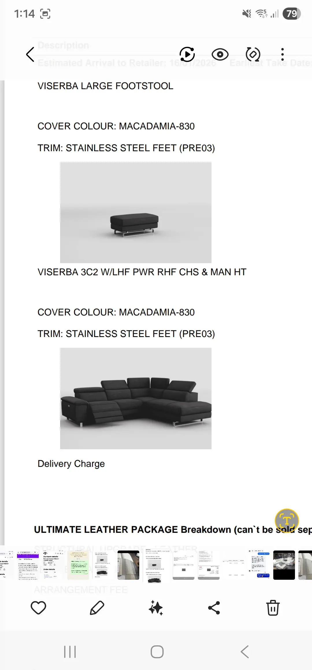 Brand new SCS Leather corner recliner sofa in light grey macadamia 830- trim stainless steel feet. Also footstool.Please see photos for the colour macadamia and the measurements of the sofa. (Open to sensible offers)