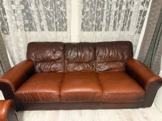 DFS Brown Leather Sofa Set