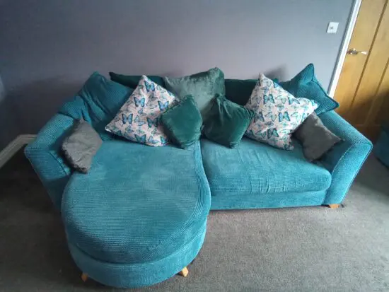 Dfs shaldon teal set chaise & sofabed with footstall