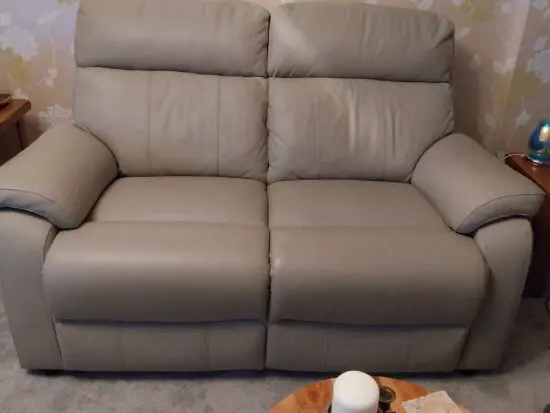 Grey 2 seater leather sofa from DFS