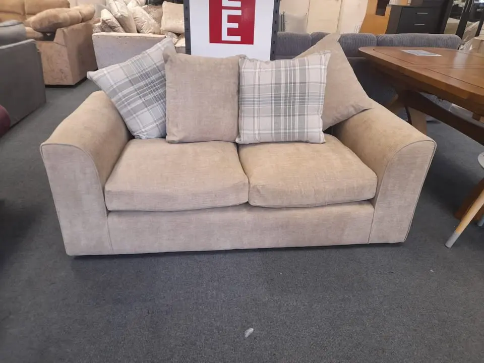 Beige 3 Seater Sofa & 2 Seater Sofa with Matching Footstool