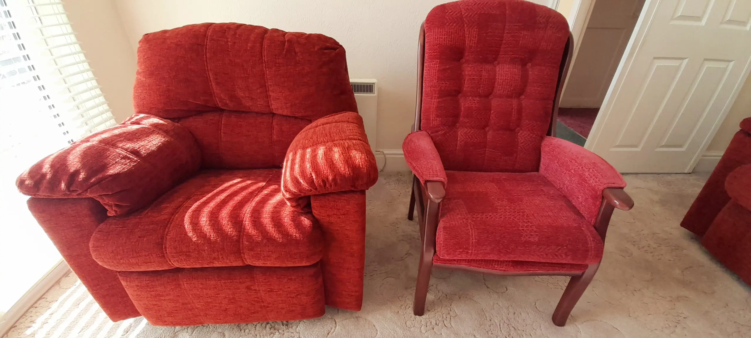 Quality 3 Seater Sofa and Matching Chairs in Terracotta