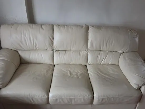 Italian Leather Cream Sofa 3 seater and Armchair