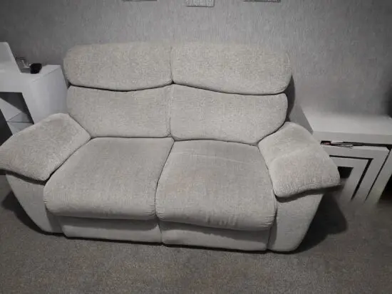 Scs grey fabric 2 seat sofas x 2