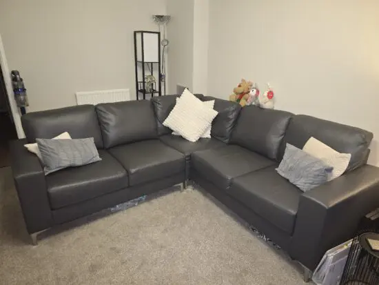 Faux leather corner sofa