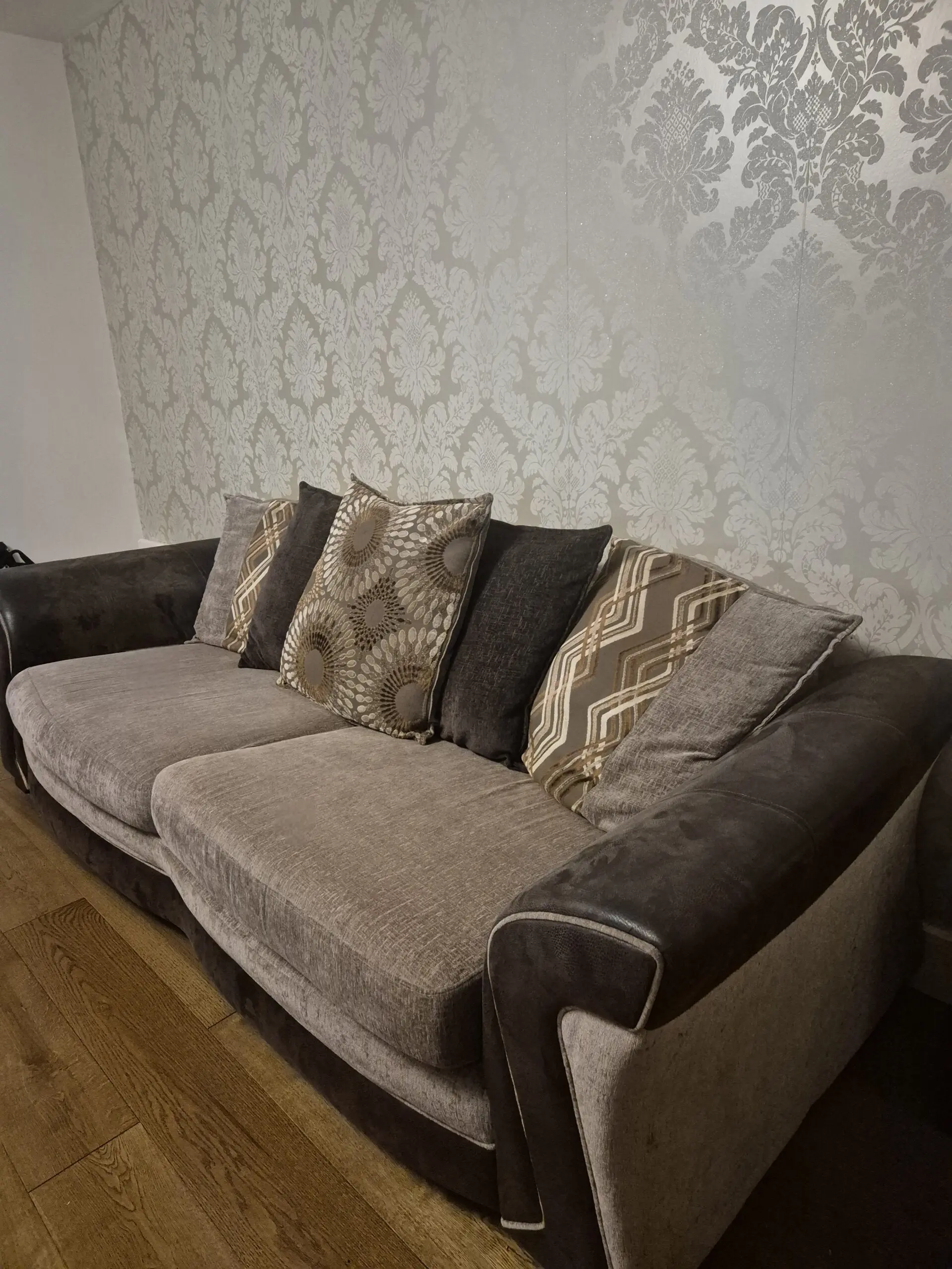 DFS four-seater and three-seater set in oatmeal/beige