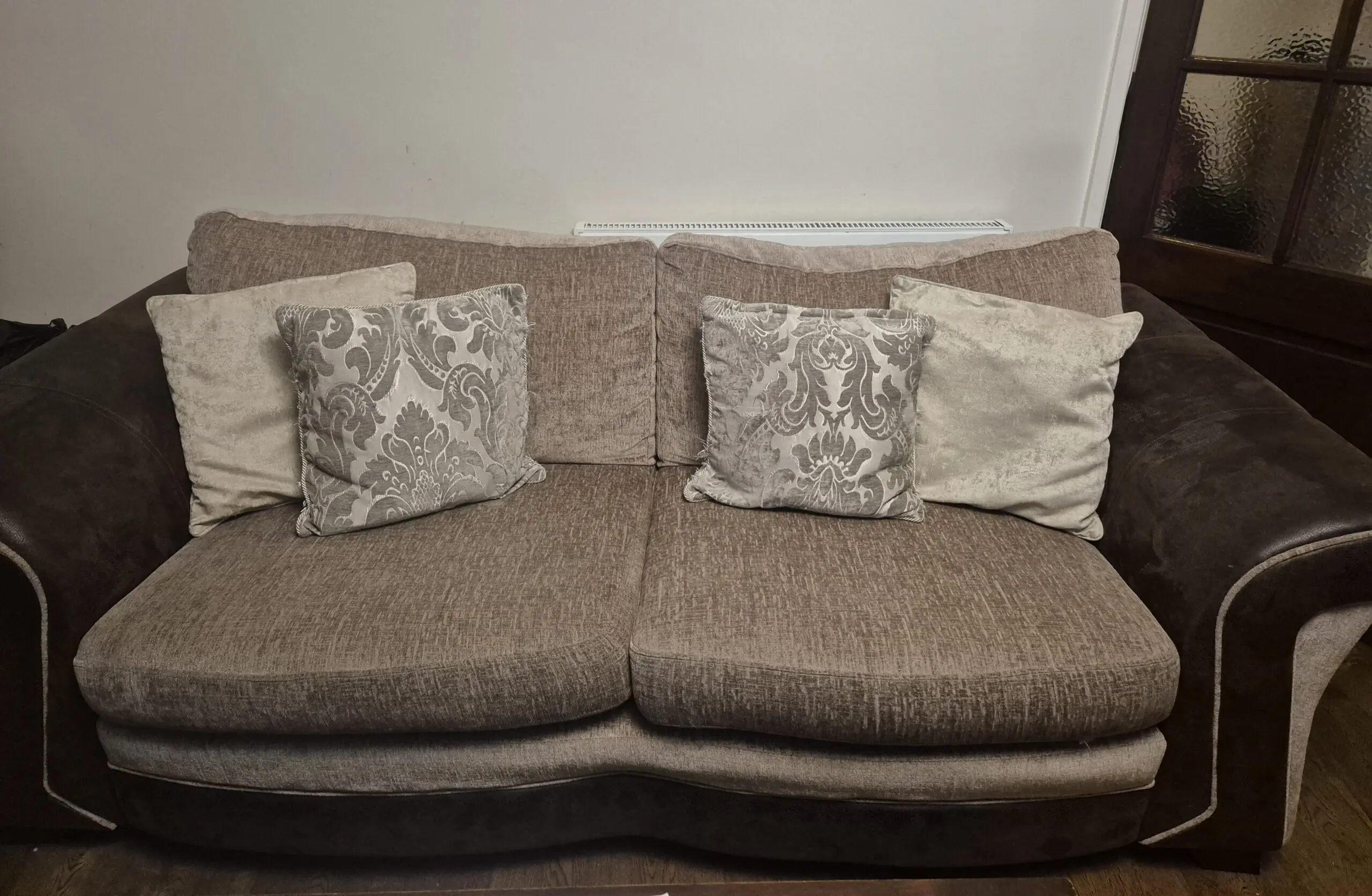DFS four-seater and three-seater set in oatmeal/beige