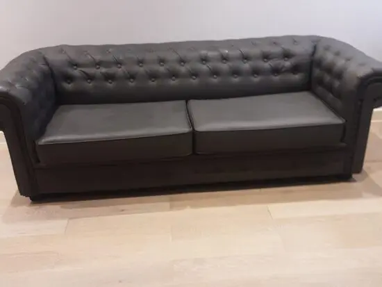 Chesterfield Venus style 3 seater pull-out sofabed Grey - faux leather in excellent, like-new condition.