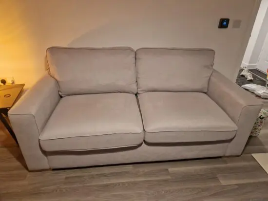 Furniture Village Cosmo Silver Comfi Sofa and Footstool